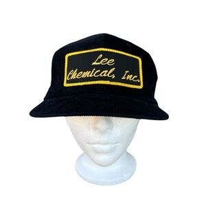 VTG Corduroy Patch SnapBack Hat YoungAn Black Gold Lee Chemical Inc. Advertising